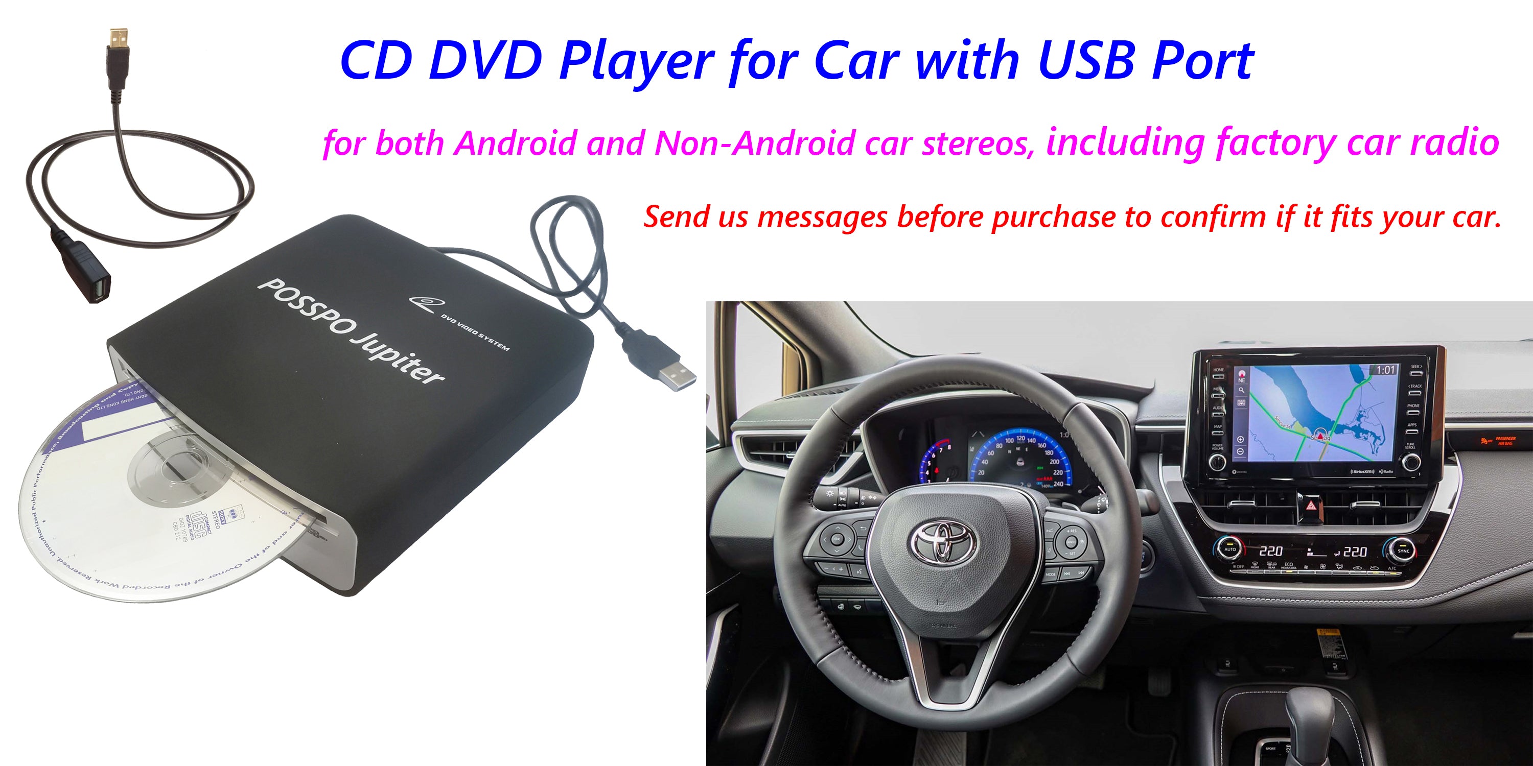 Car's Computer Cd Portable External CD Player for car USB Port Compatible with More Cars ...
