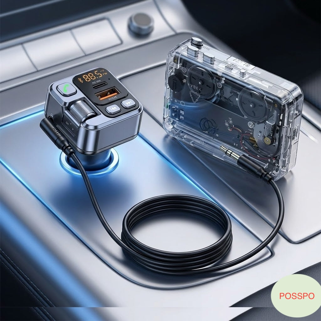 POSSPO Cassette-to-MP3 Converter for Car, Cassette-to-Car Integration Kit for Vehicle Auto Truck