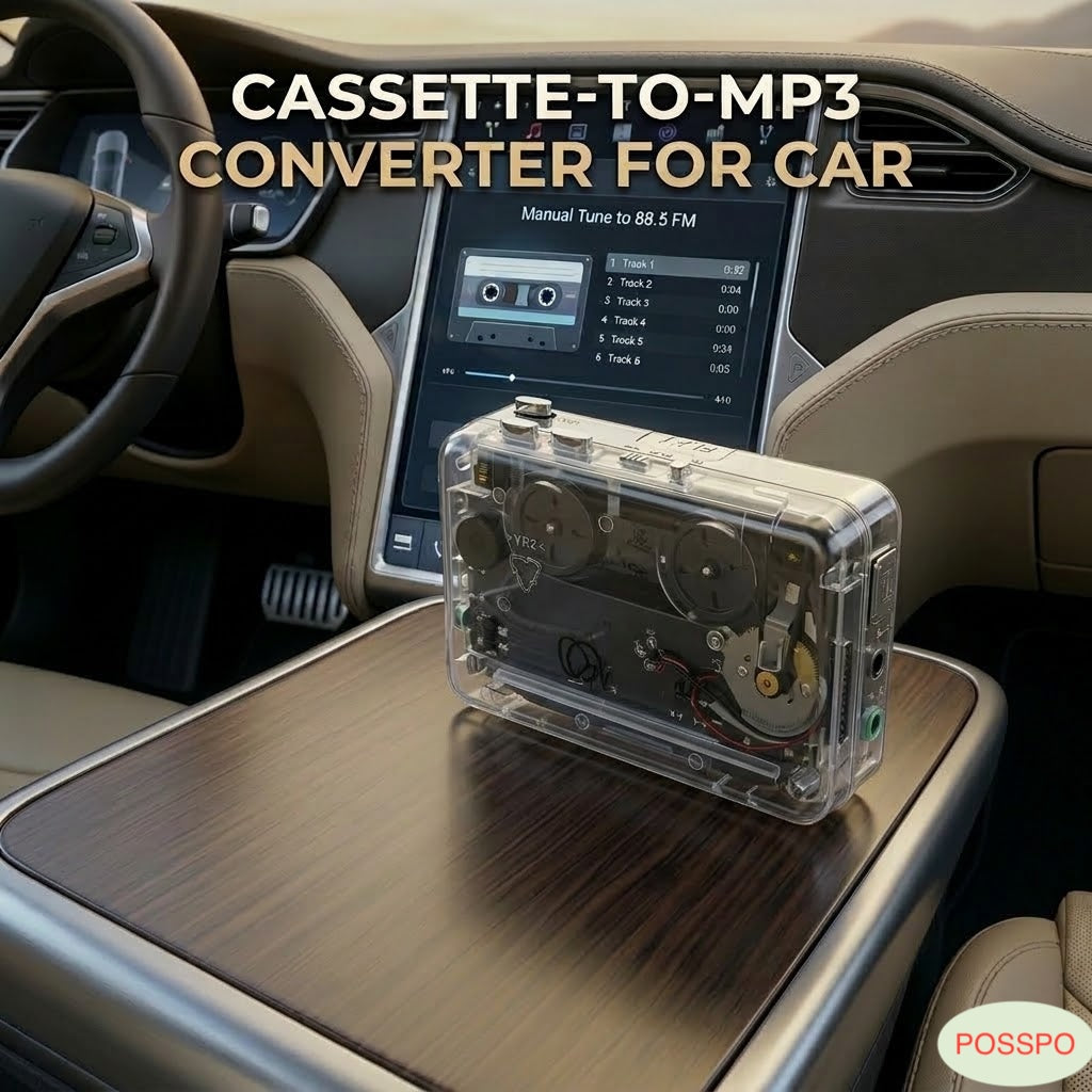 POSSPO Cassette-to-MP3 Converter for Car, Cassette-to-Car Integration Kit for Vehicle Auto Truck