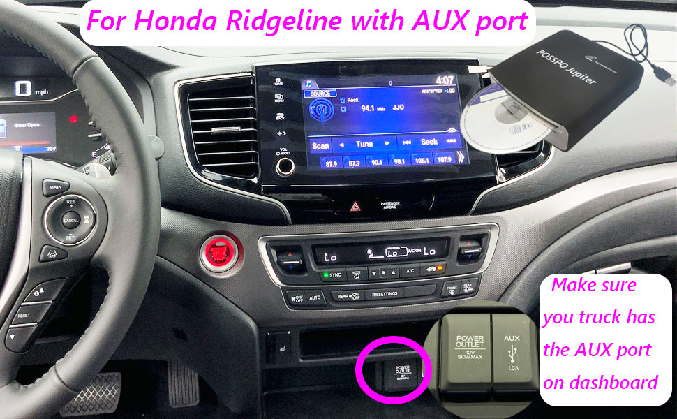 POSSPO Jupiter CD DVD Player for 20212023 Honda Ridgeline, Portable E